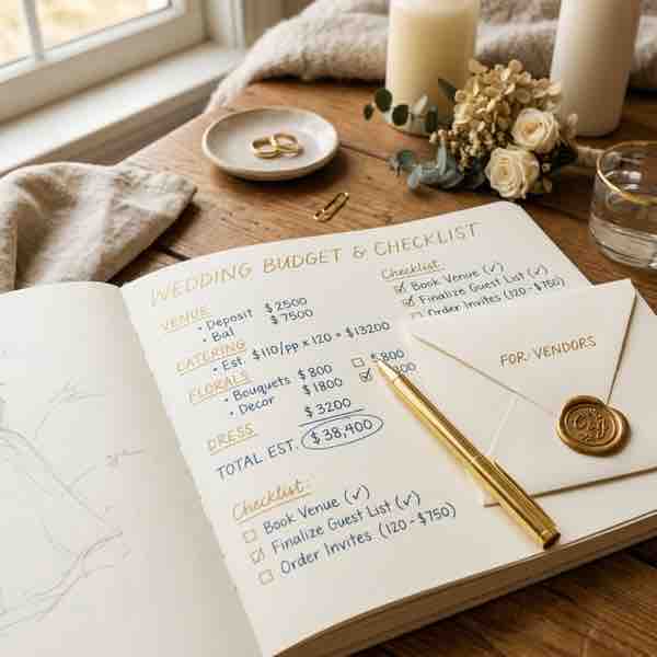A beautifully styled wedding gift and registry table