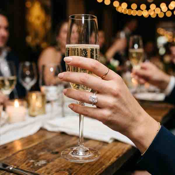 A candlelit wedding reception in full swing